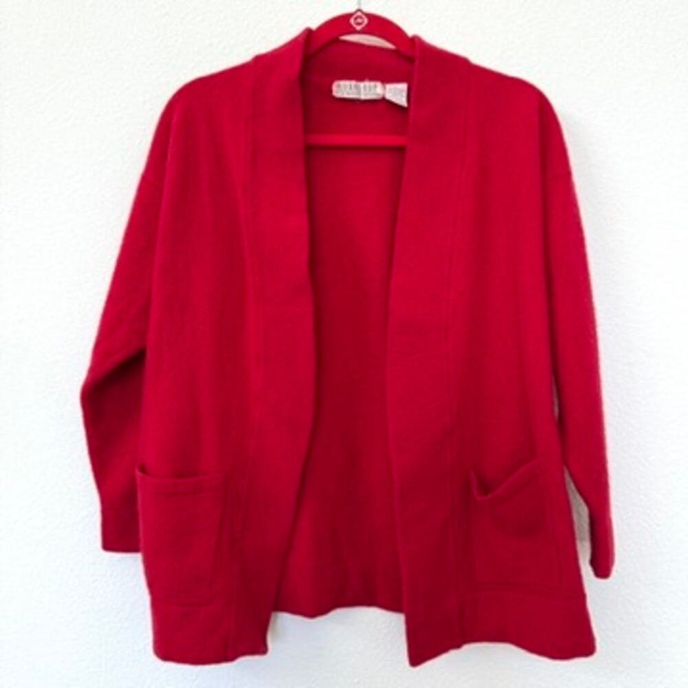 Workshop Fenn Wright‎ Manson Cardigan Red L Wool Angora Cozycore Vintage